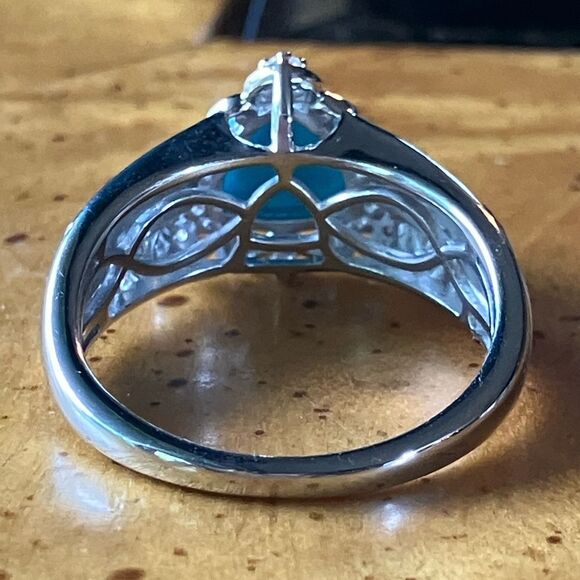 Sleeping Beauty Turquoise Sterling Silver Victorian Style Ring Size 9 - Picture 5 of 9
